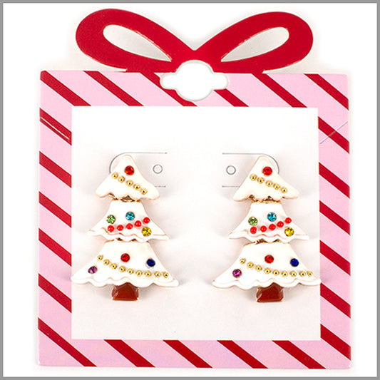 White with Color Crystal Metal 2" Earrings
