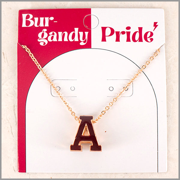 Gold Chain with Burgandy A Gameday 16"-18" Necklace