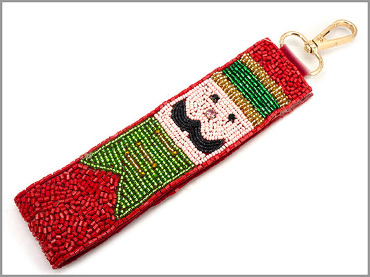 Seed Bead Red Nutcracker Key Chain