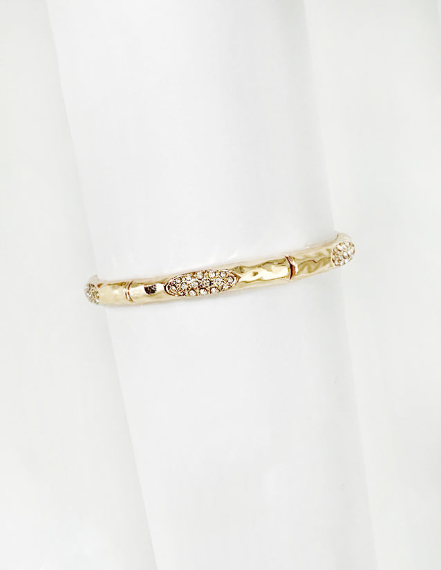 Gold Bracelet with Clear Crystal Accents Stretch Bracelet, Great for Stacking!
