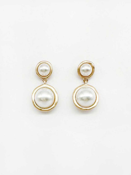 Pearl Double Circle 1" Earring