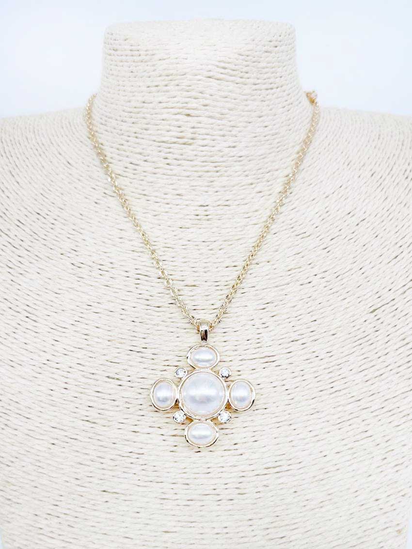Gold Chain with Pearl Cross Charm 16"-18" Necklace