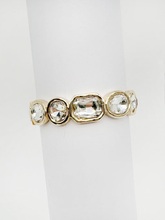 Clear Rectangle and Circle Crystal Stretch Bracelet