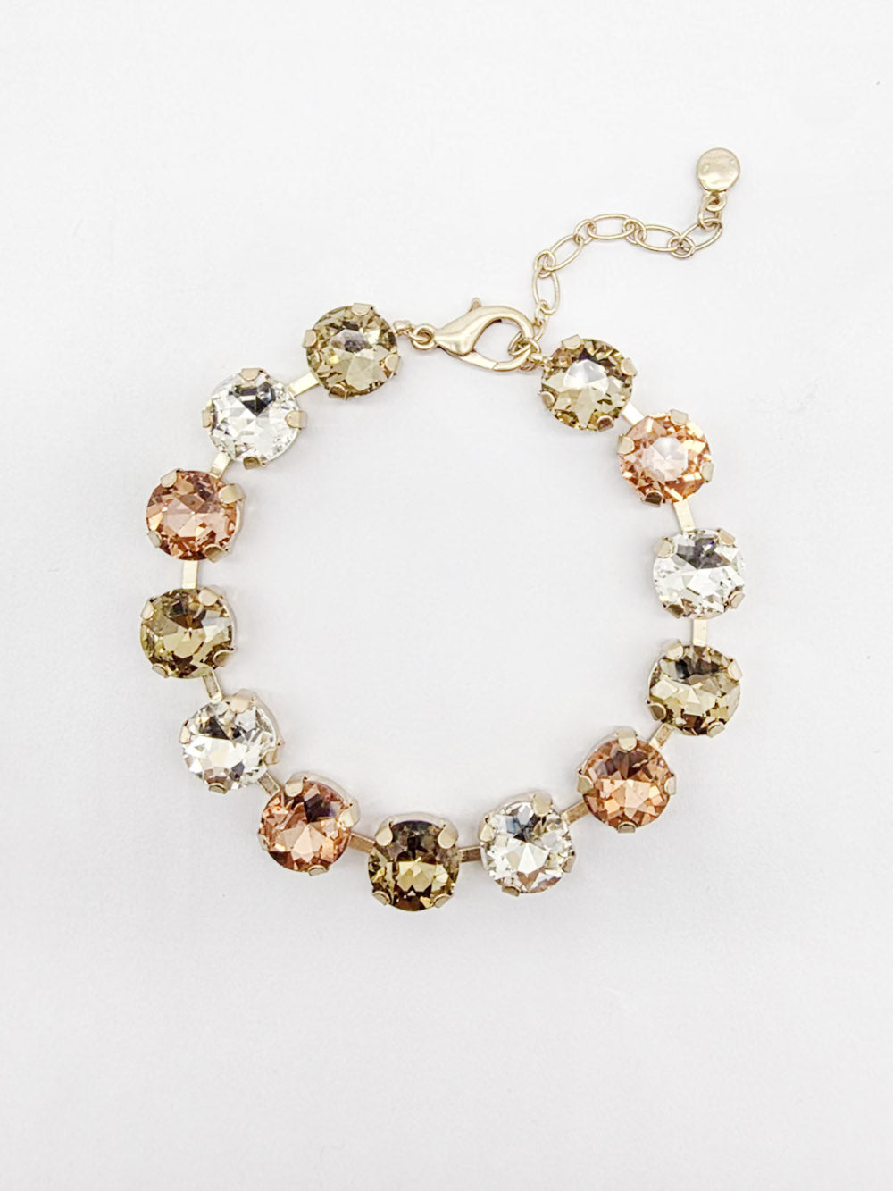 Brown/Topaz Multi Square Stone with Gold Hinged 7.25" Bracelet