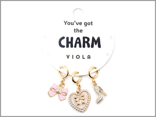 Pink Enamel Bow, Studded Heart, Shoe Necklace Charms!