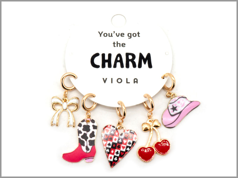 Gold Bow, Cherries, Cowboy Hat Charms for Necklaces