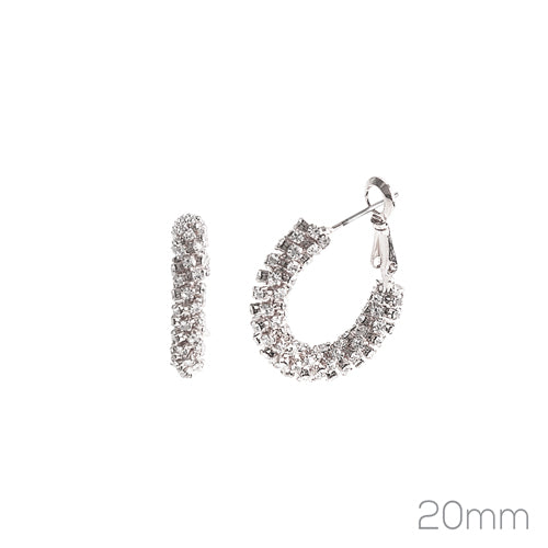 Silver Rhinestone Wrapped 1" Hoop Earring