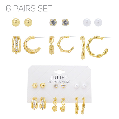Set of 6 Stud and Hoops Earrings