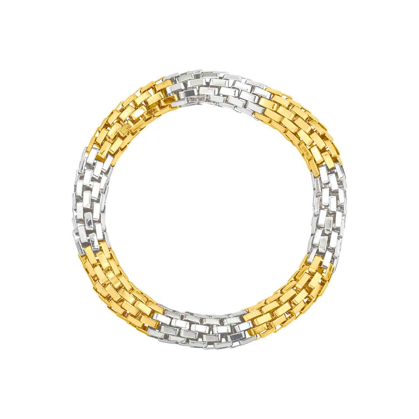 Gold and Silver Metal Stretch Bracelet