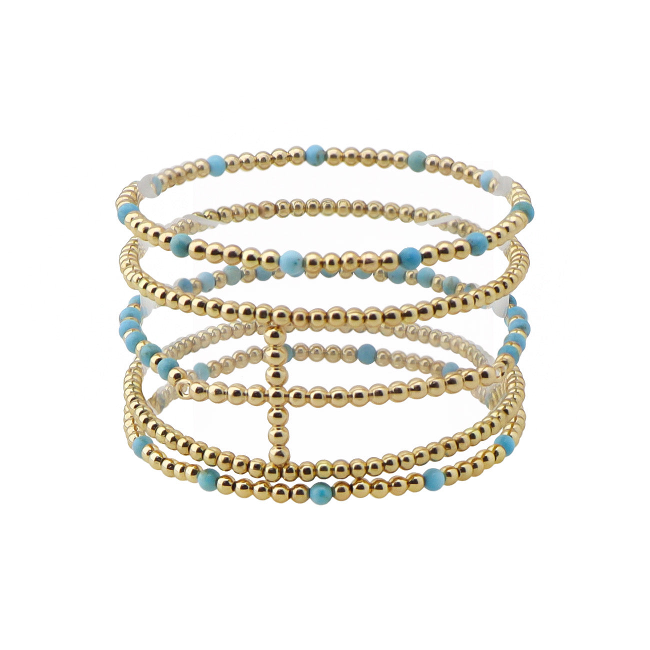 Turquoise Cross Stretch Bracelet Set