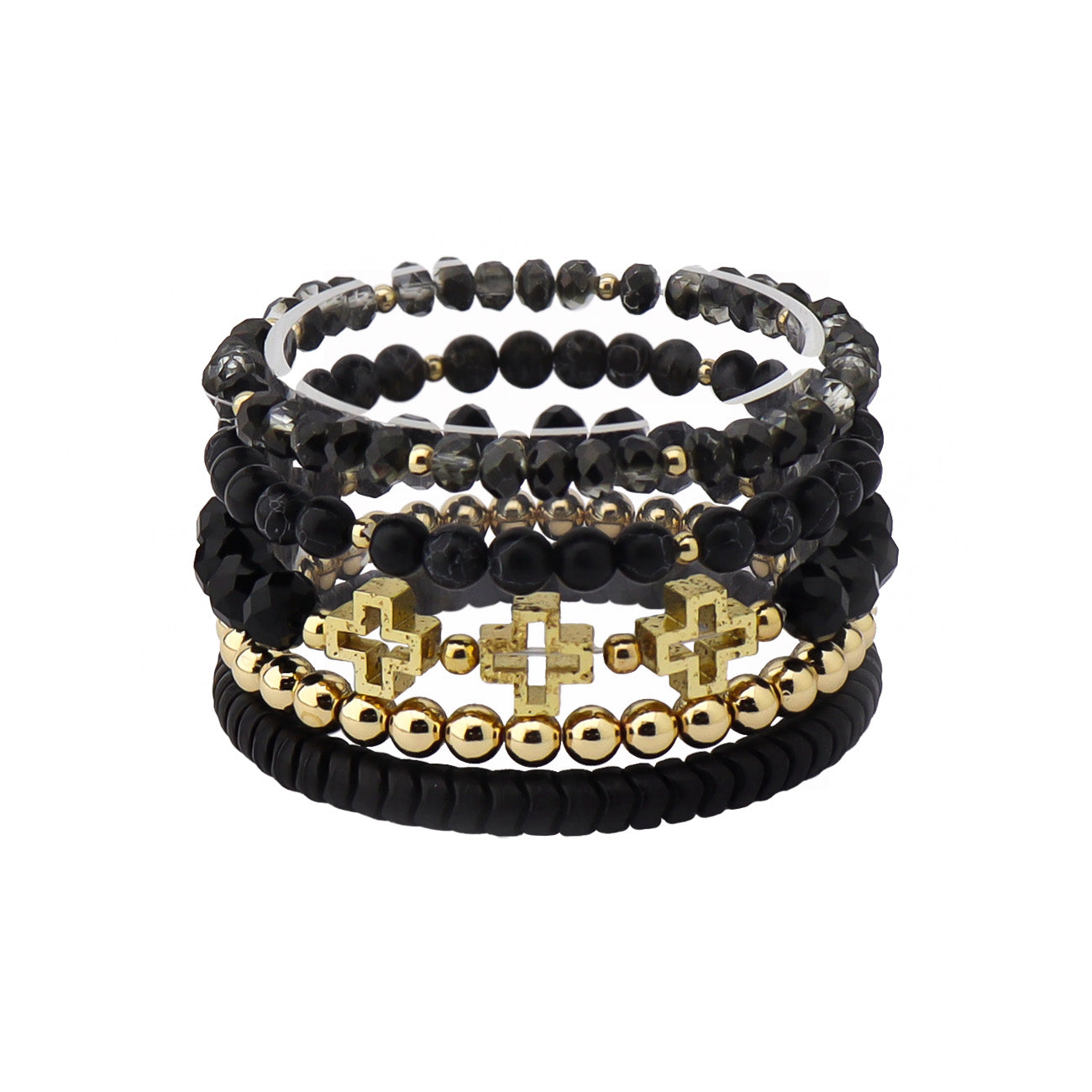 Black Cross Bracelet Stretch Set