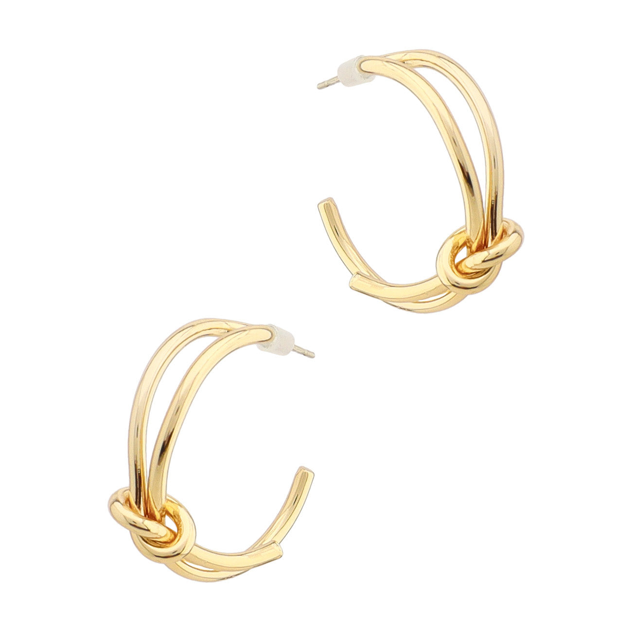 Gold Knotted 1" Hoop Earrings