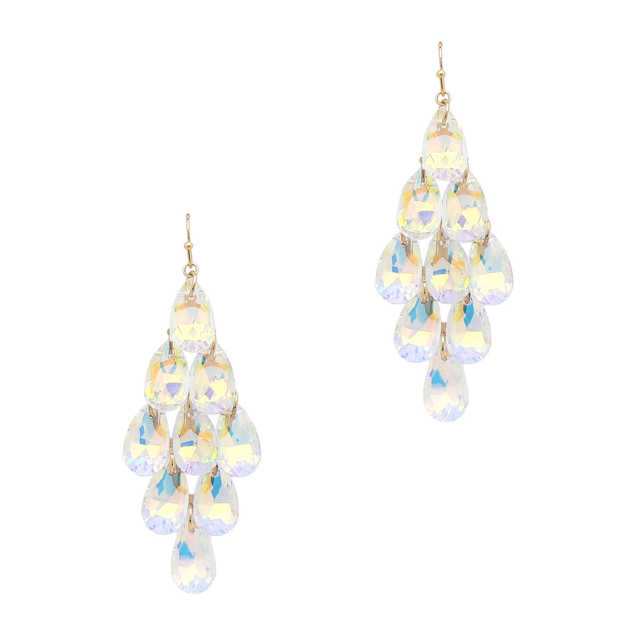 Clear AB Crystal Drop 2.25" Earring, Great for Holiday!