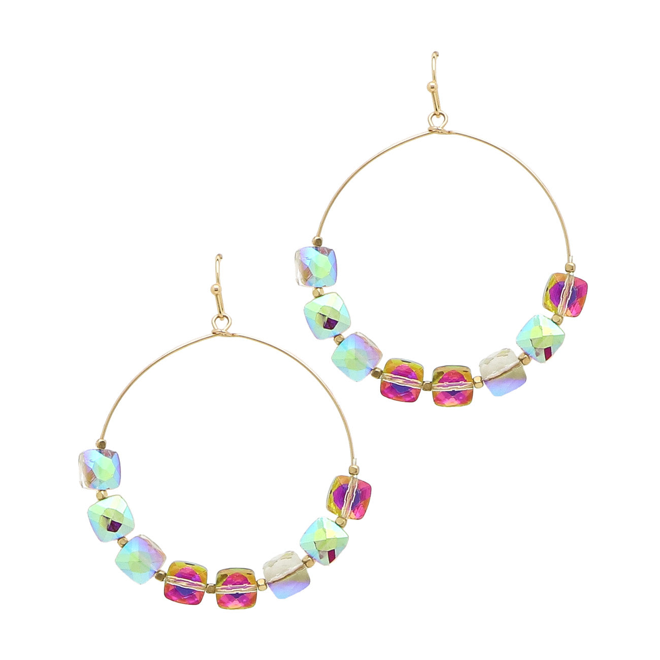 AB Iridescent Crystal on 1.75" Hoop Earring