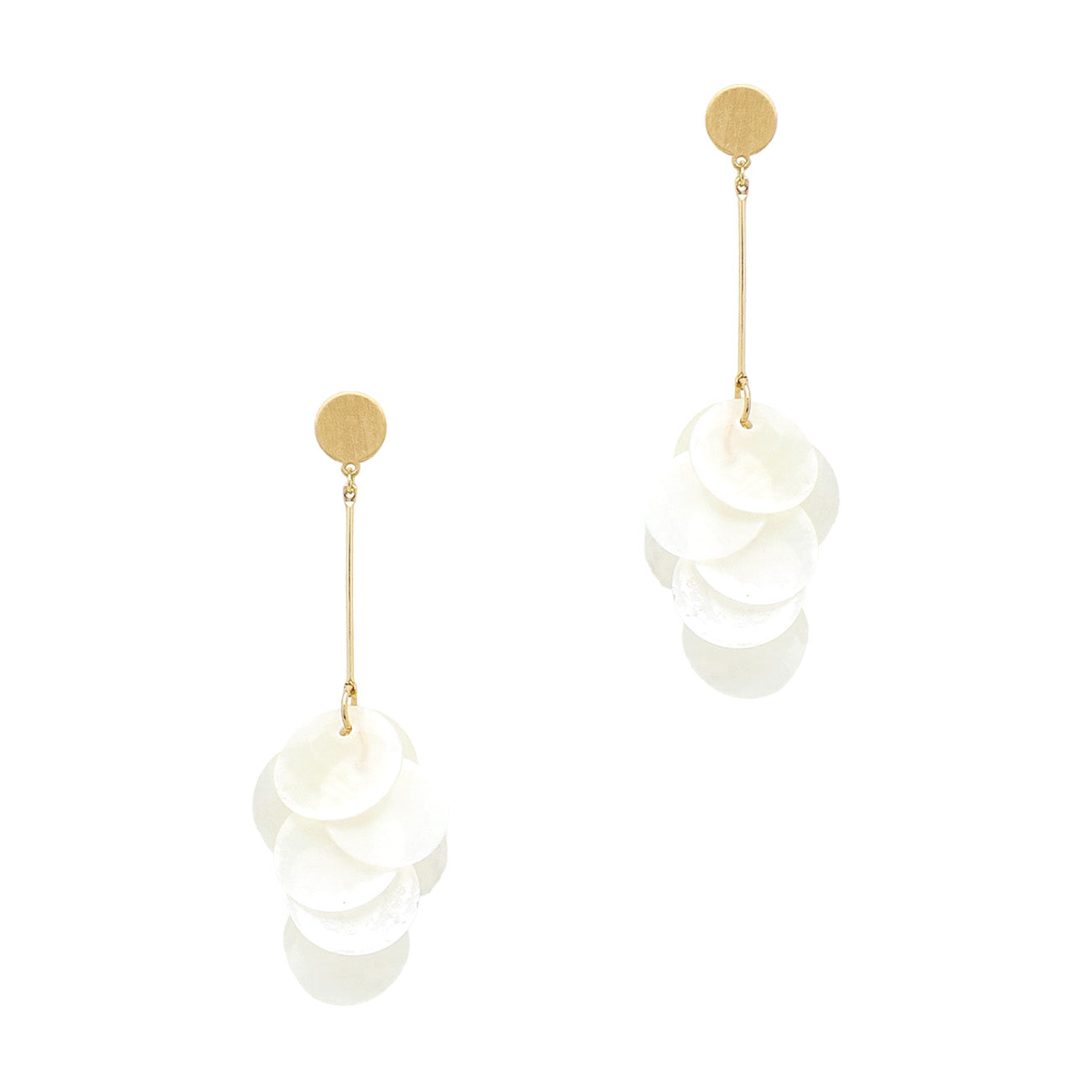 Pearlized Acrylic Textured Circles with Gold Bar 2" Drop Earring