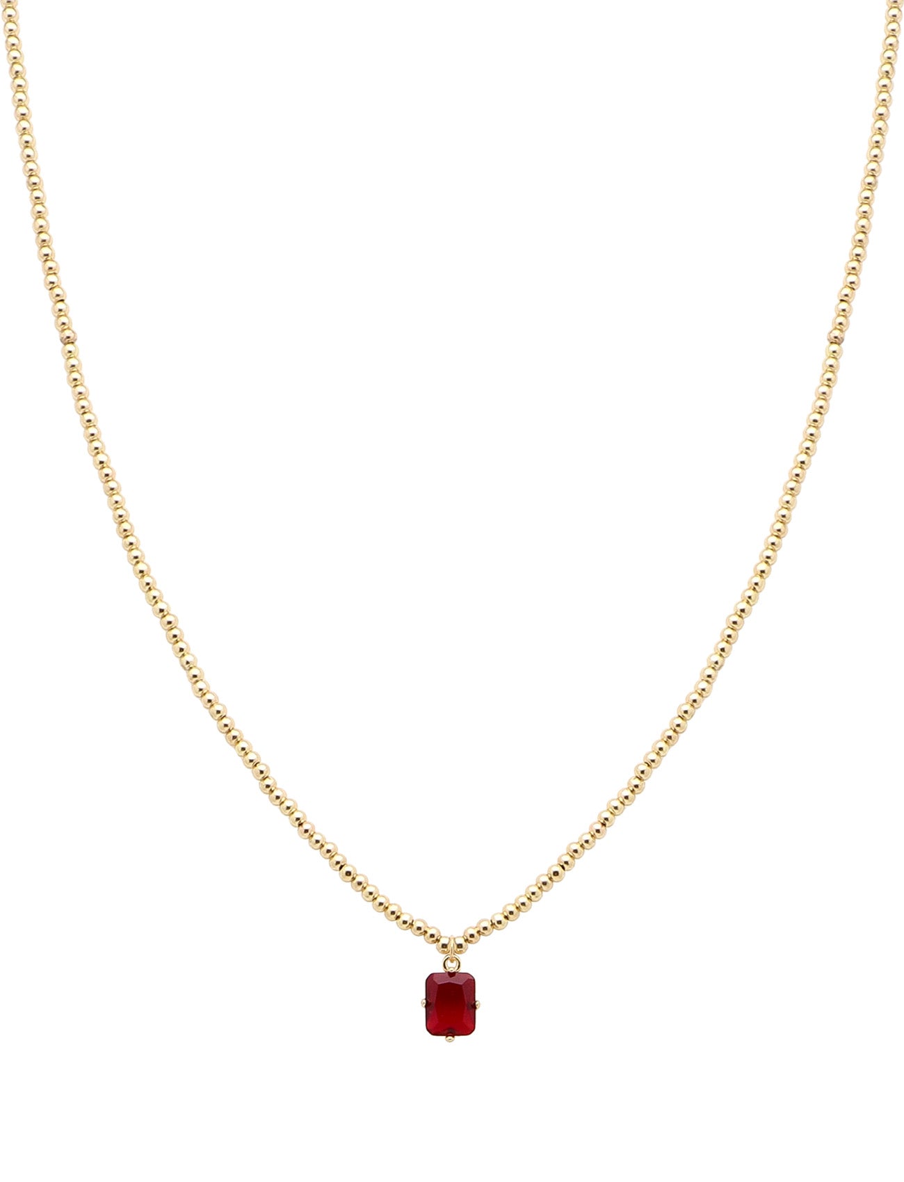 Red Crystal on Gold CC Bead 16"-18" Necklace