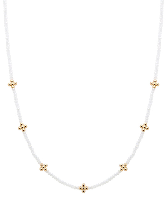 White Crystal and Gold Cross 16"-18" Necklace