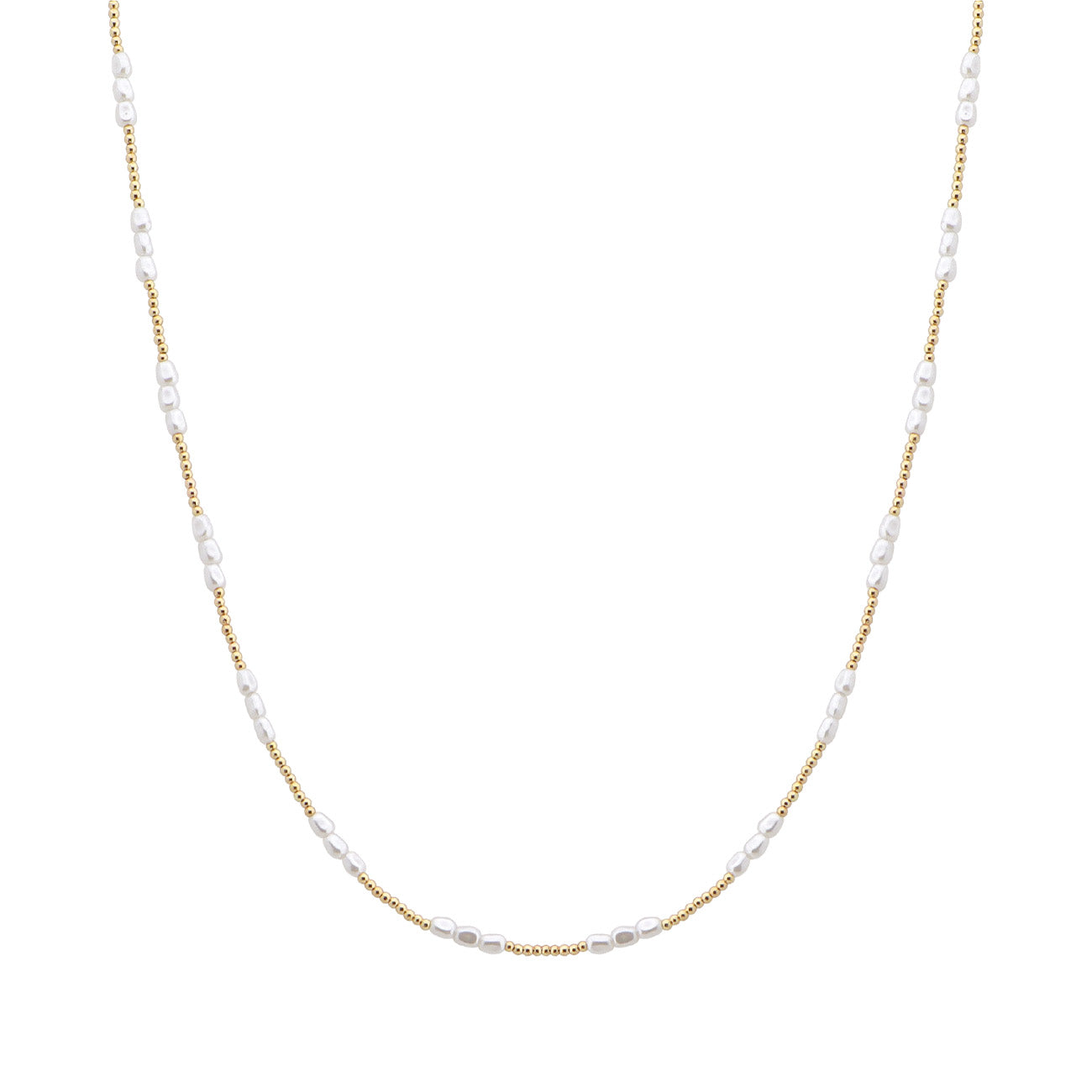 Gold Small Beaded and Triple Pearl 16"-18" Necklace