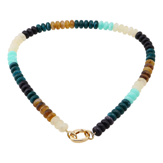 Teal Green Knotted Beaded 16"-18" Necklace