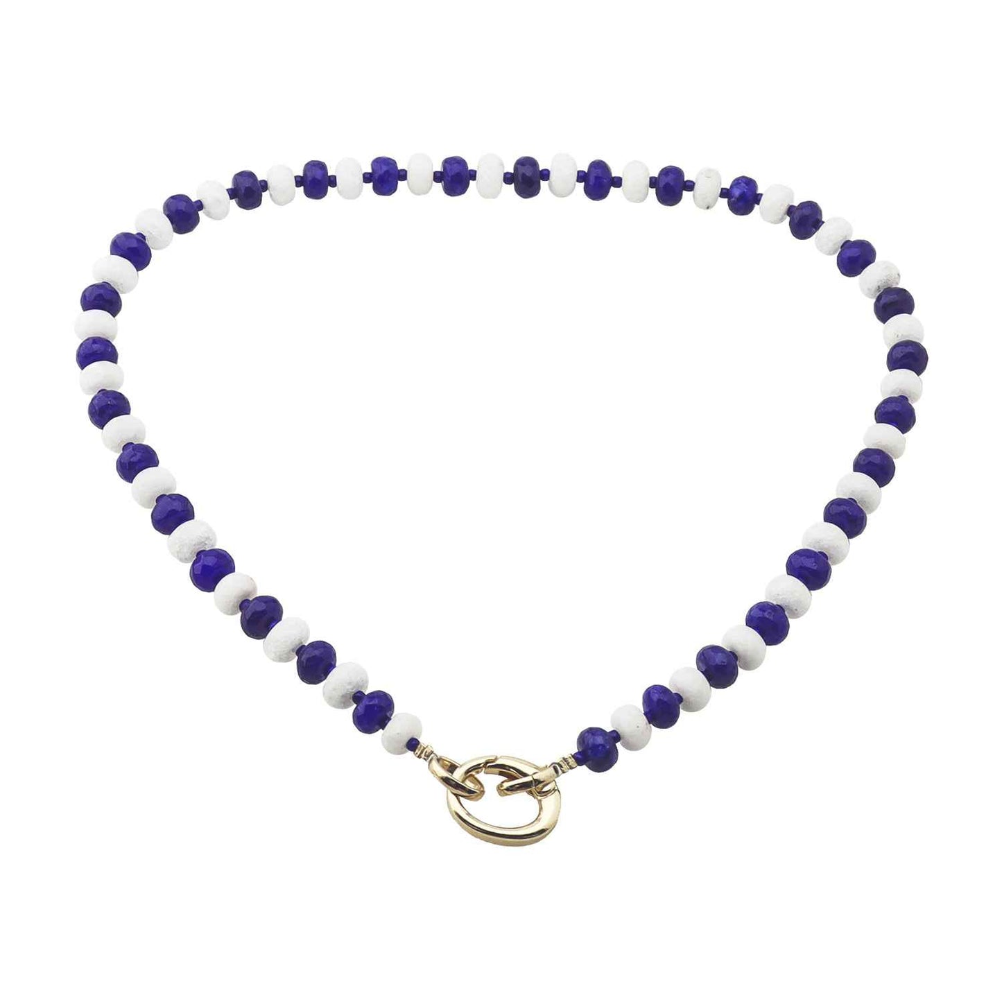 Blue and White Crystal Beaded with 18" Gameday Necklace with Gold Clasp for adding Charms (