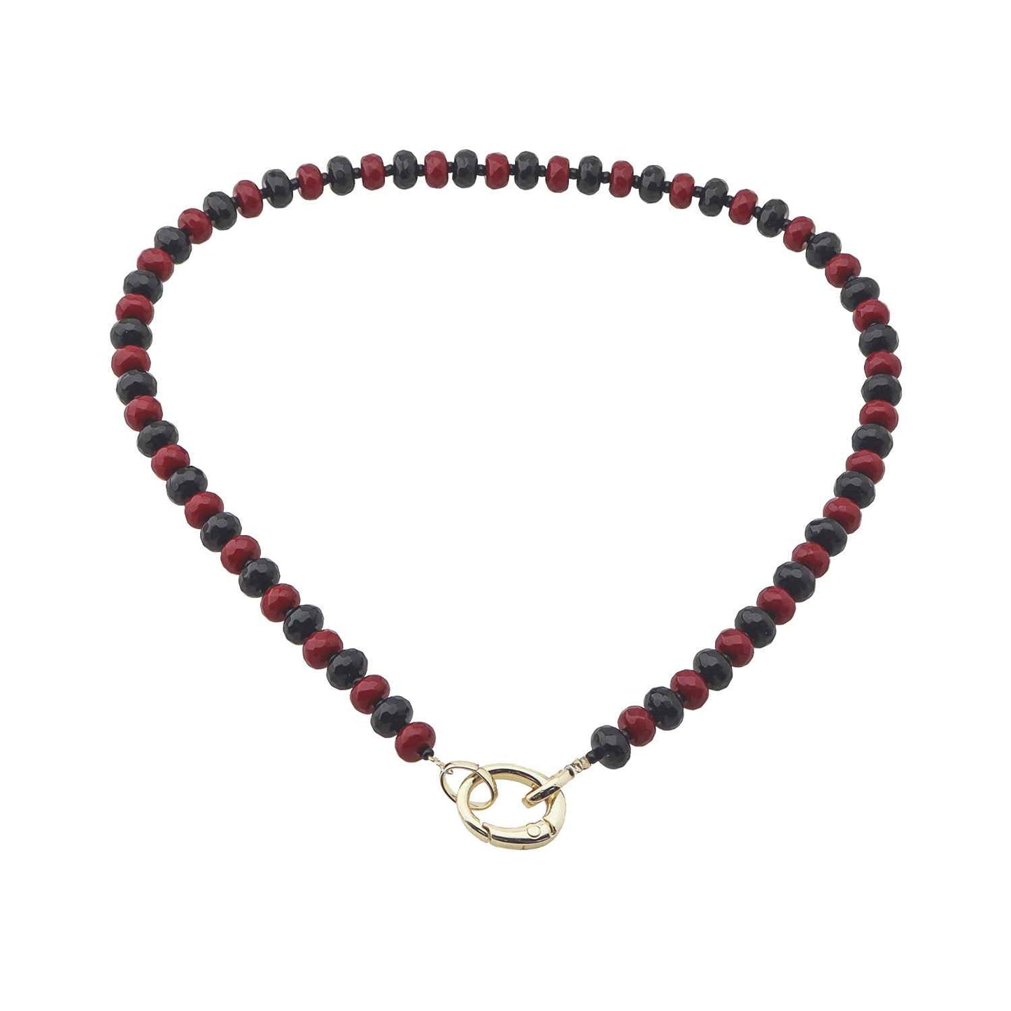 Red and Black Crystal Beaded with 18" Gameday Necklace with Gold Clasp for adding Charms