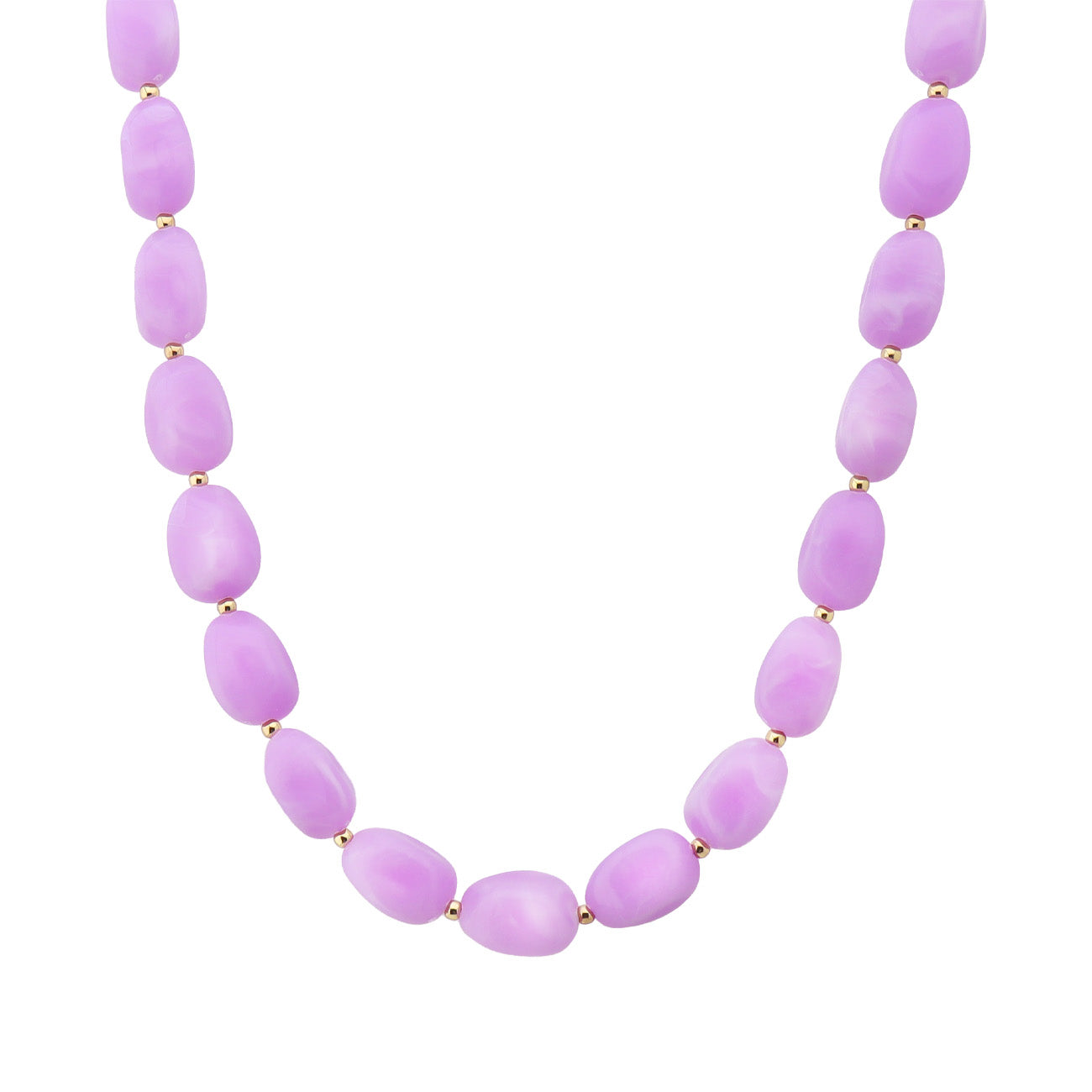 Purple/Lavender Oval Acrylic Natural Beaded 16"-18" Necklace