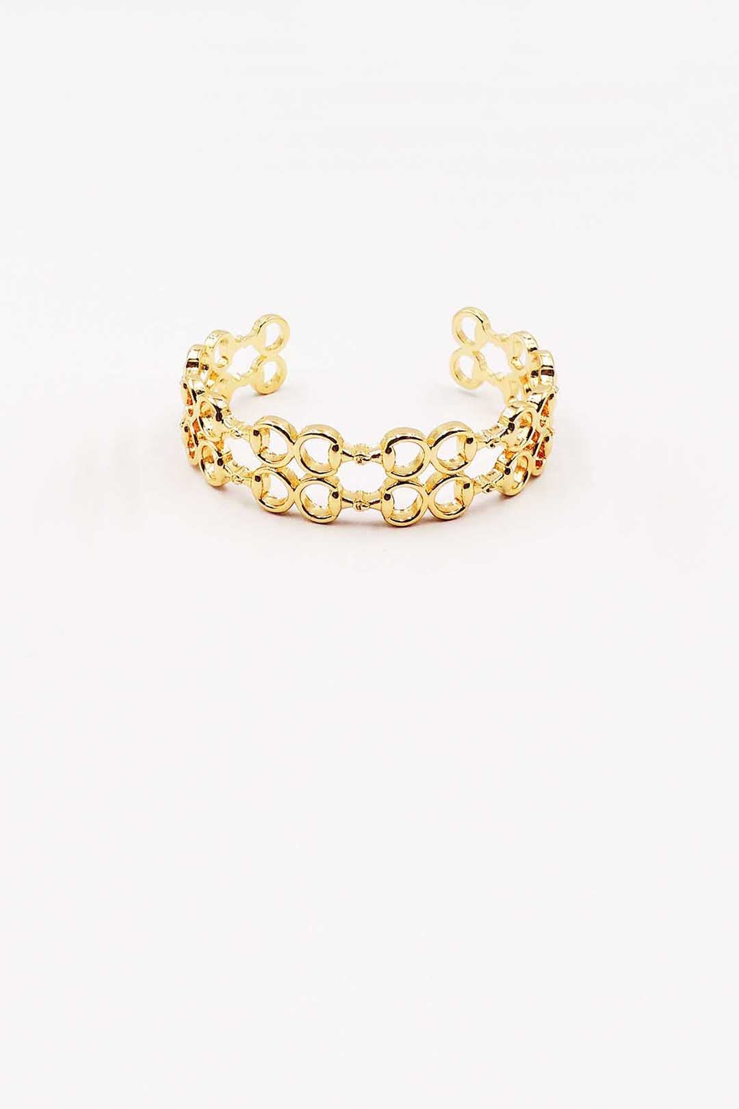 Gold Multi Linked Cuff Bracelet