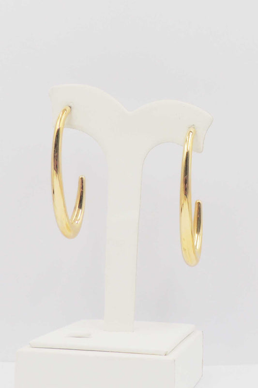 Stainless Steel Oval 2" Gold Earring