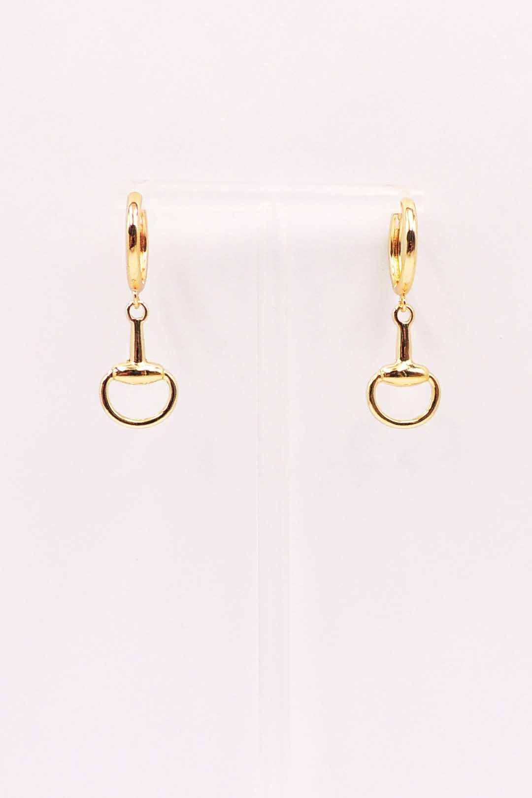 Gold Horse Bit Hoop 1" Drop Earring