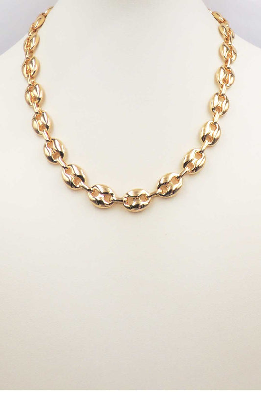 Gold Large Oval Chain 16"-18"  Necklace