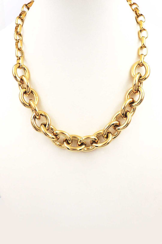 Stainless Steel Chunky Gold Chain 16"-18" Necklace