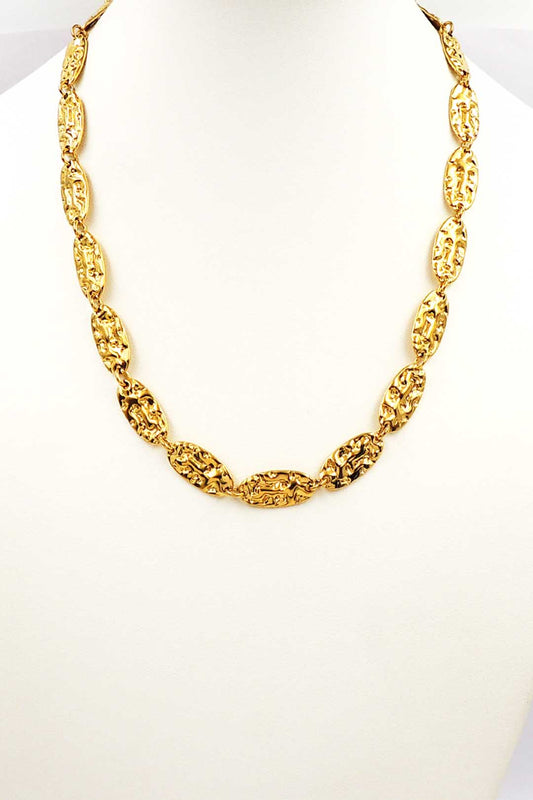 Hammered Textured Gold Ovals 16"-18" Necklace