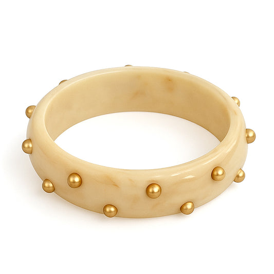 Natural Acrylic Bangle with Gold Studded Accents