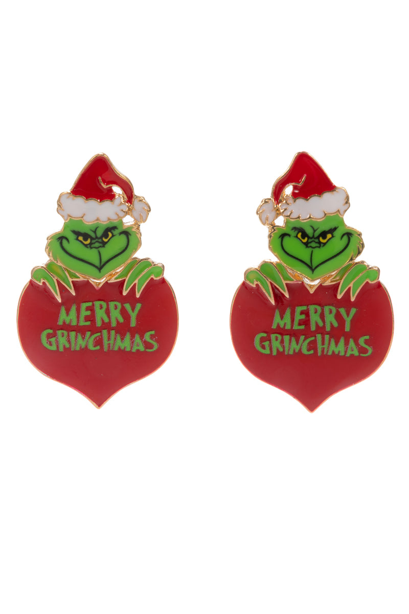Grinch Merry Christmas 1.5" Earring