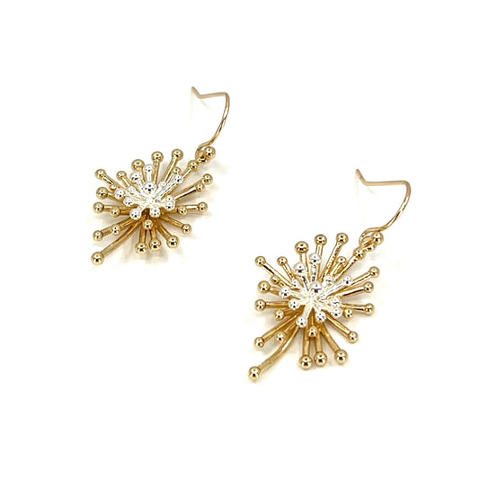 Gold and Silver Two Tone Starburst 1.5" Earring