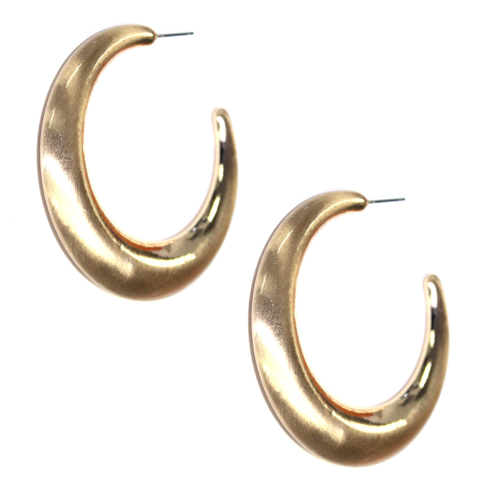 Lightweight Worn Gold 2" Hoop Earring