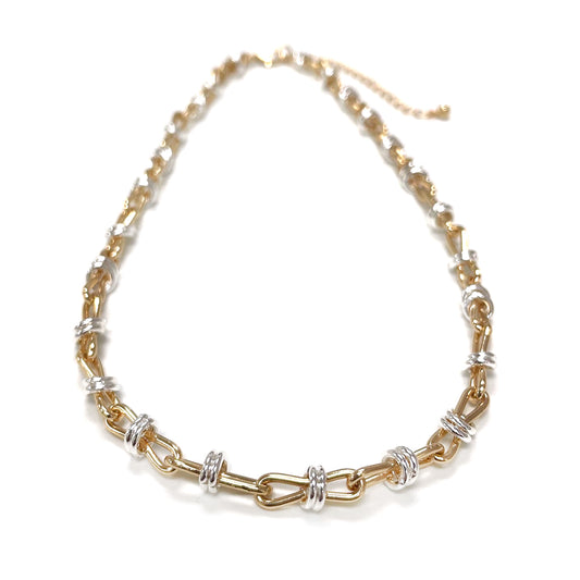 Gold Link Chain with Silver Accents 16"-18" Necklace