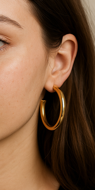 Stainless Steel 1.5" Cylinder Thick Hoop Earrings