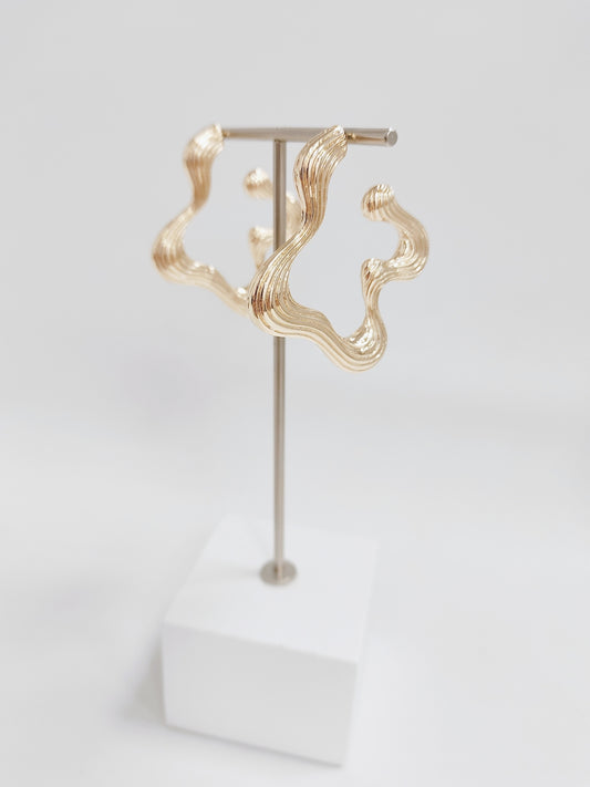 Gold Geometric Textured 1.5"Earring