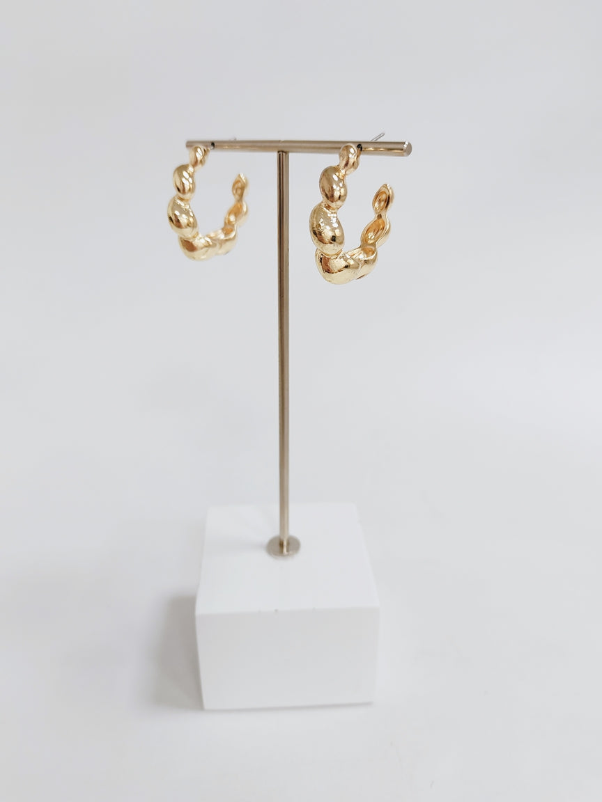 Gold Textured Twisted 1" Hoop Earring