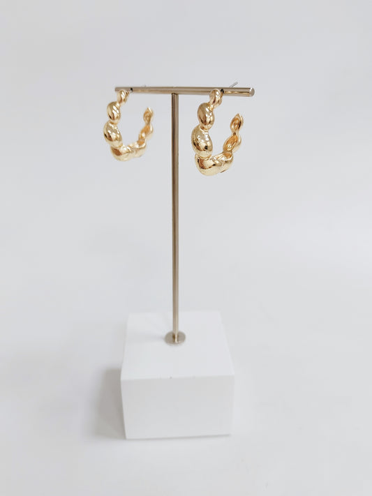 Gold Textured Twisted 1" Hoop Earring