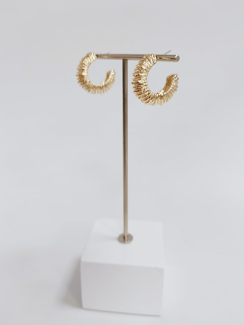 Gold Textured 1" Hoop Earring