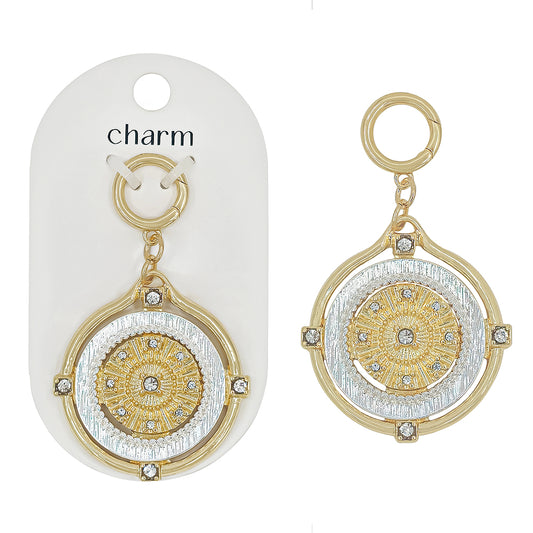 Gold and Silver Coin 1.5" Charm, Great for Scarf Necklaces