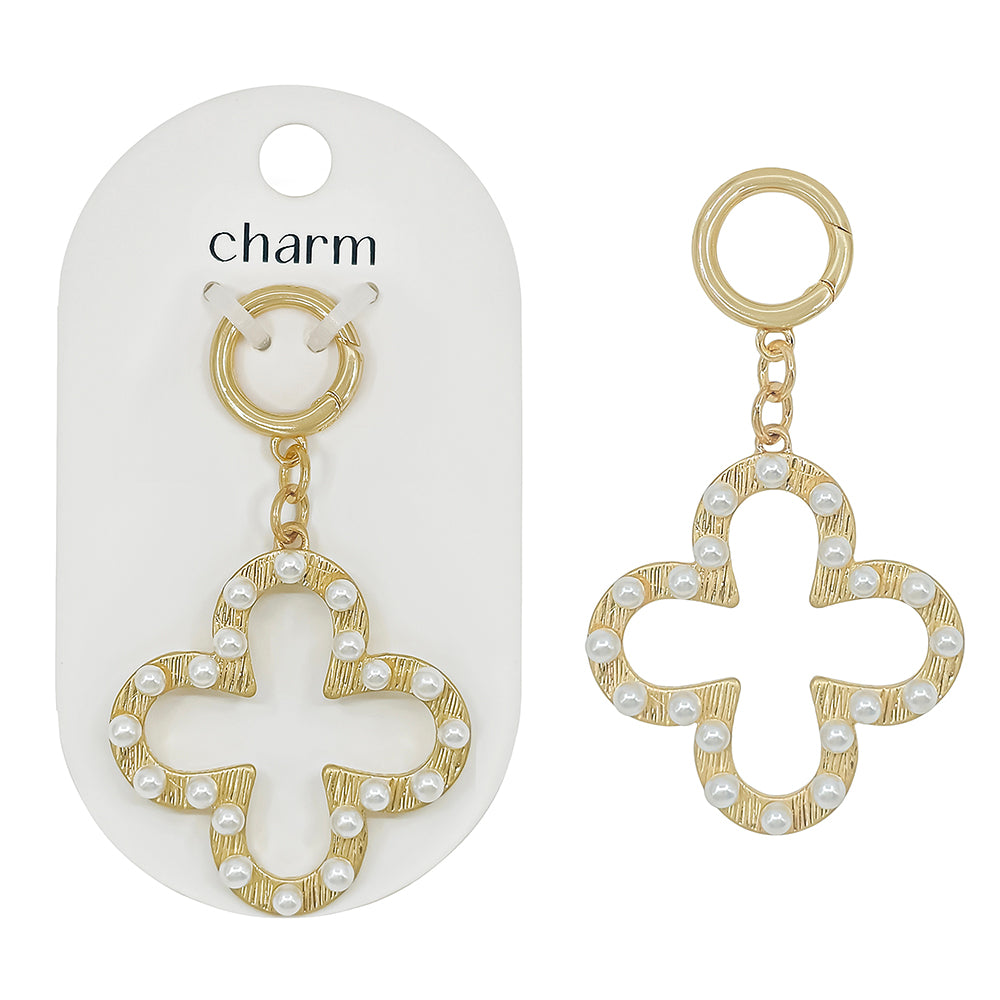 Pearl Studded Clover 1.25" Charm, Great for Scarf Necklaces