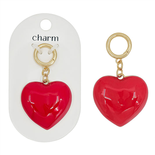 Red Color Coated Heart 1.5" Charm, Great for Scarf Necklaces