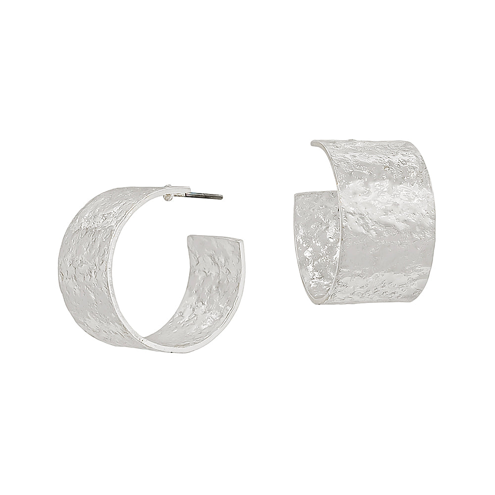 Silver Textured 20MM Hoop, 12MM Wide