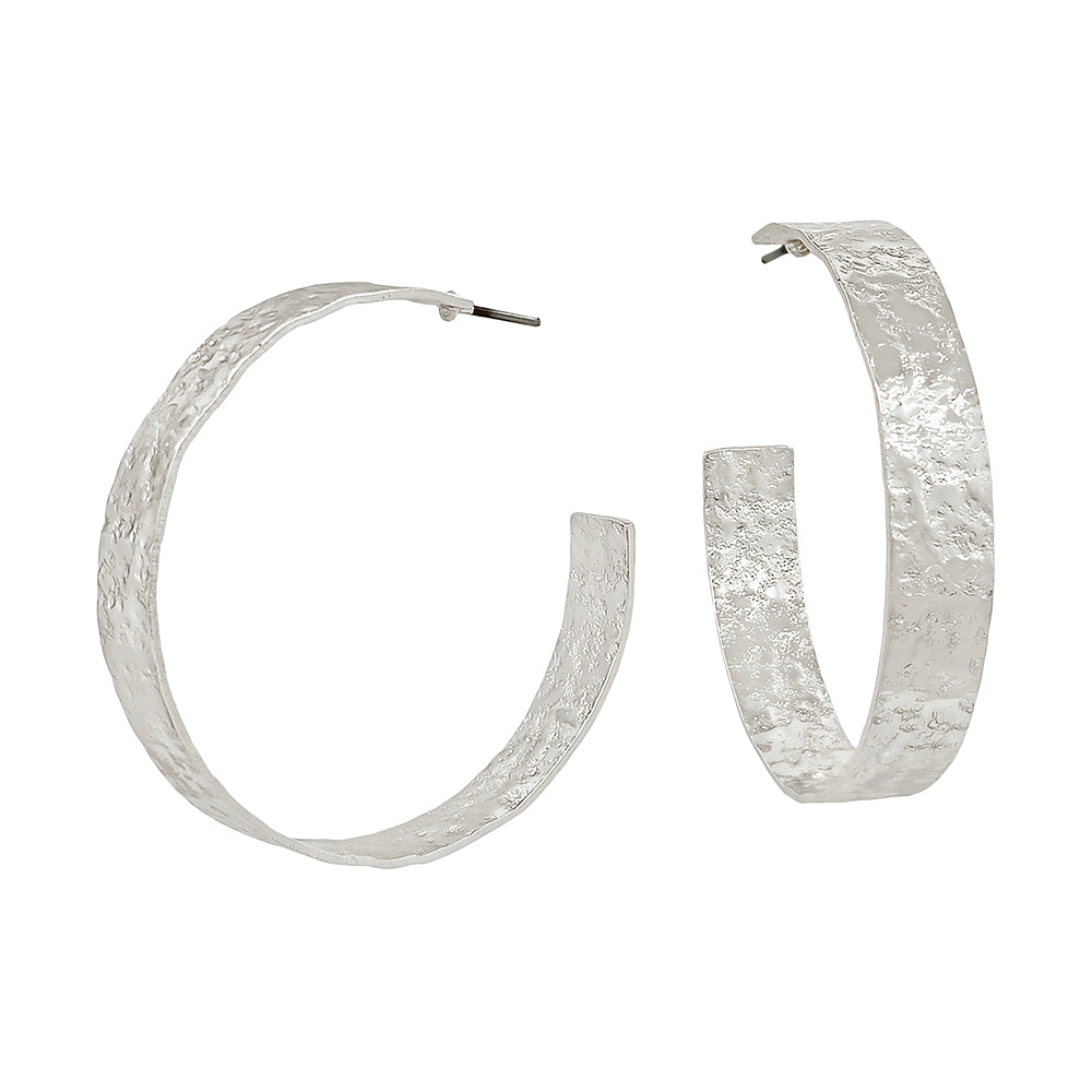 Silver Textured 1.75" Hoop, 7mm Wide