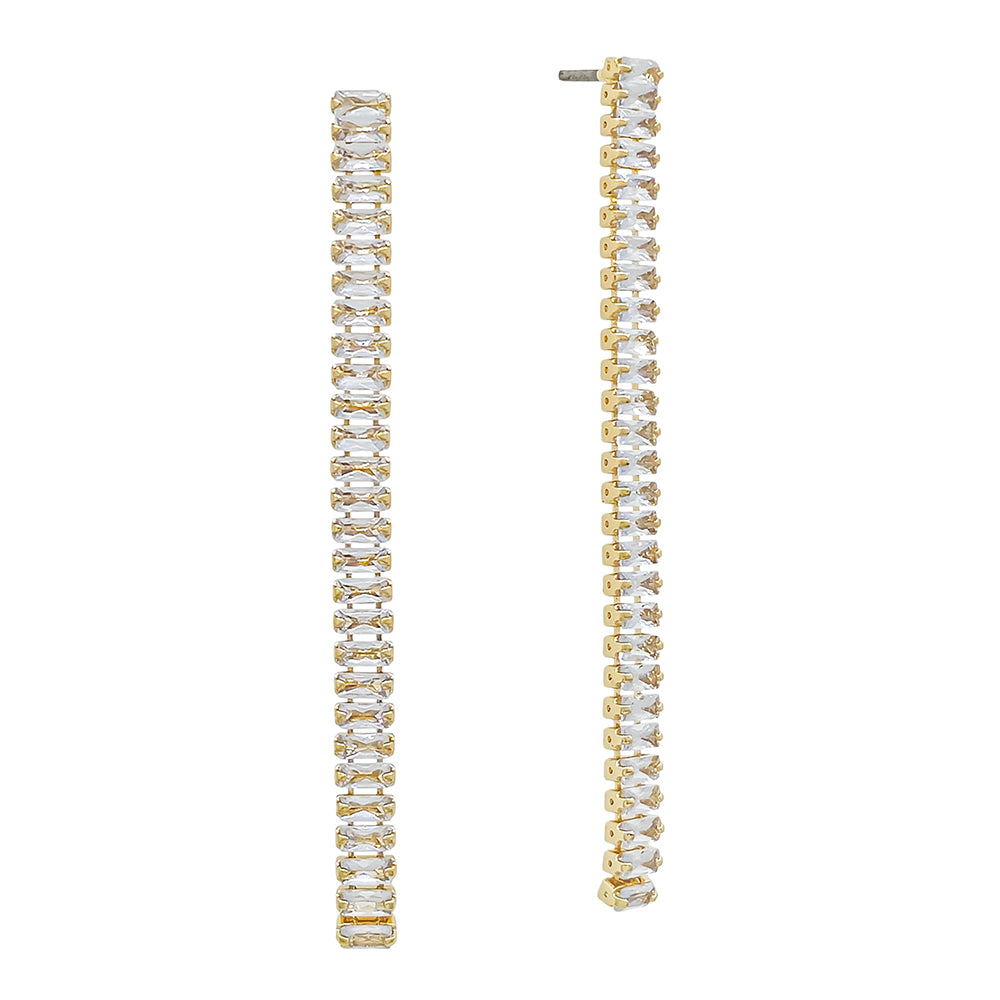 Gold Rectangle Crystals 2.5" Drop Earring