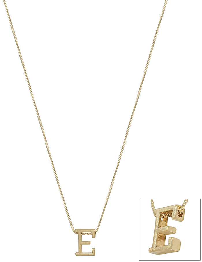 TYPEWRITER BLOCK LETTER E INITIAL NECKLACE