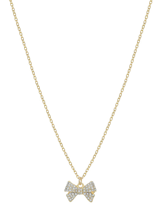 Gold Chain with Small Rhinestone Bow 16"-18" Necklace